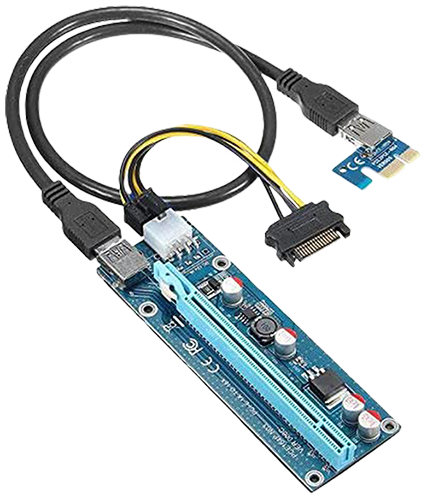 Tarjeta Qnine Riser Extension Pci Express 1X a 16X Extender USB3.0 6pin MOLEX a SATA para dispositivo Bitcoin Ethereum Litecoin